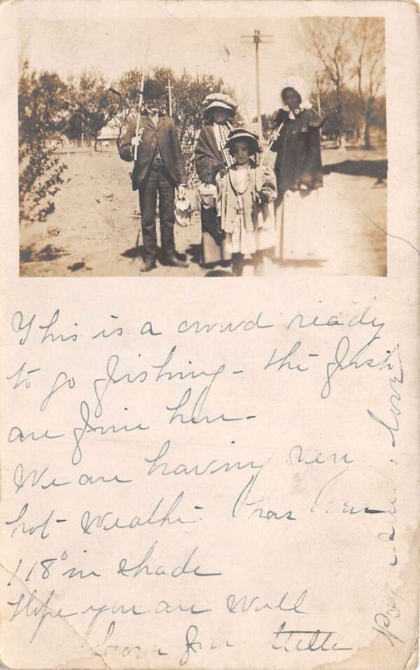 Kansas Family Ready to go Fishing Real Photo Vintage Postcard AA81927