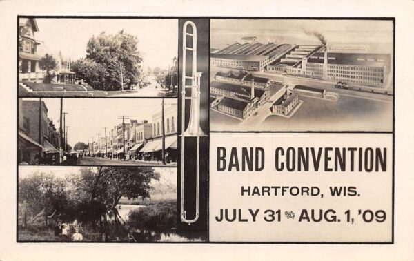 Hartford Wisconsin Band Convention Factory Street View Real Photo PC AA81953