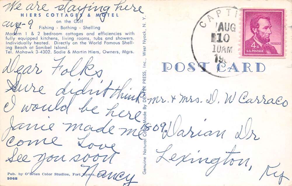 Sanibel Island Florida Hiers Cottages & Motel, Chrome, Vintage PC U17597 - Image 2