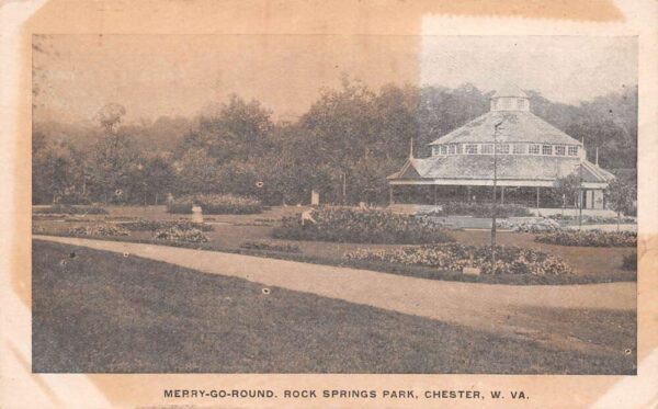 Chester West Virginia Merry-Go-Round, Rock Springs Park, Vintage Postcard U17625