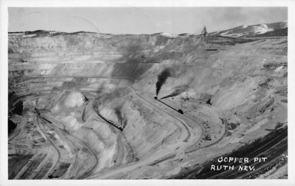 Ruth Nevada Copper Mining Pit Real Photo Vintage Postcard AA82064