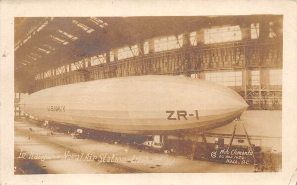 Lakehurst New Jersey Naval Air Station Zeppelin Airship Real Photo PC AA82086
