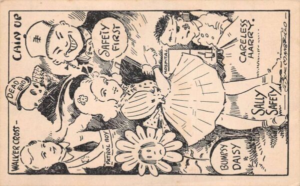 Main Street Players Dick Mansfield Signed Hand Drawn Santa on Back PC AA82103