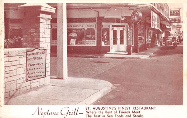 St Augustine Florida Neptune Grill Vintage Postcard AA82105