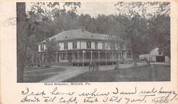 Milford Pennsylvania Hotel Schanno Vintage Postcard AA82110