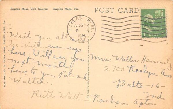 Eagles Mere Pennsylvania Golf Course Vintage Postcard AA82112 - Image 2