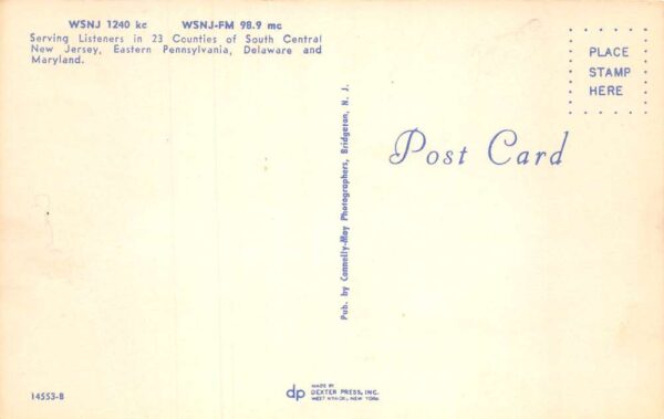 Bridgeton New Jersey WSNJ Radio Station Tower at Night Vintage Postcard AA82233 - Image 2