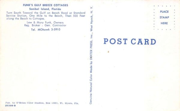 Sanibel Island Florida Funk's Golf Beeze Cottages Vintage Postcard AA82237 - Image 2
