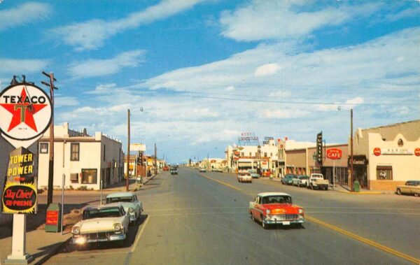 Van Horn Texas Downtown Street Scene Texaco Coke Sign Vintage Postcard AA82247