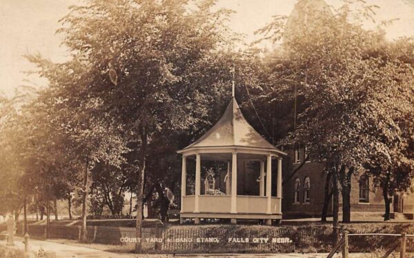 Falls City Nebraska Court Yard and Band Stand Real Photo Postcard AA82264