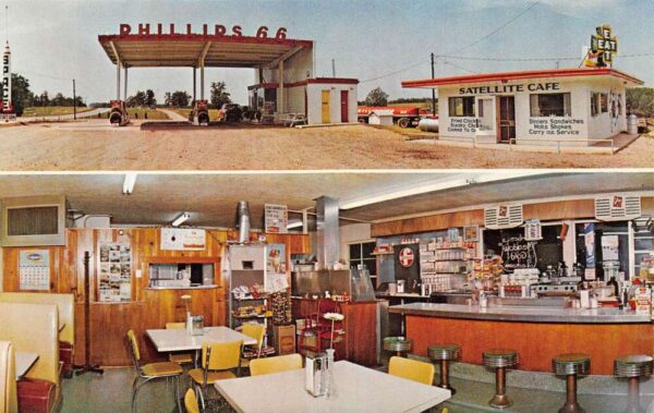 Lebanon Missouri Satellite Cafe Route 66 Roadside America Postcard AA82266