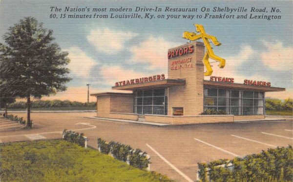 Louisville Kentucky Pryors Restaurant Linen Vintage Postcard AA82275