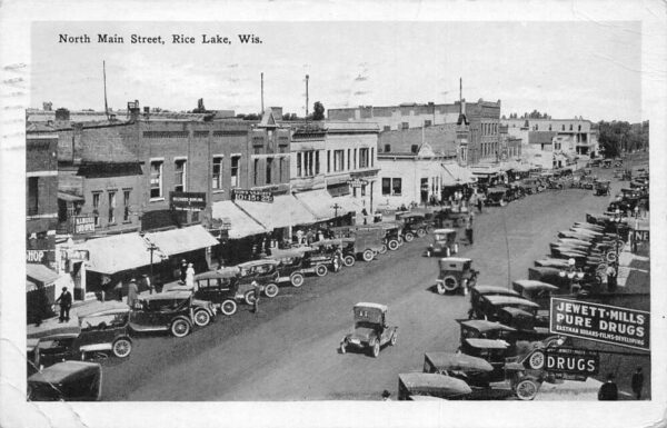 Rice Lake Wisconsin North Main Street Vintage Postcard AA82279