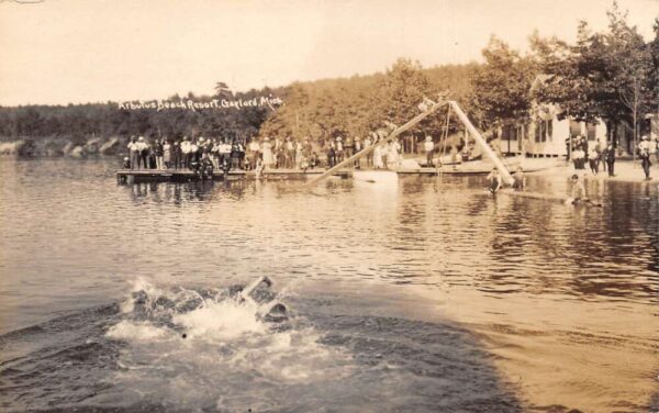Gaylord Michigan Arbutus Beach Resort Water Slide Swimming Real Photo PC AA93377