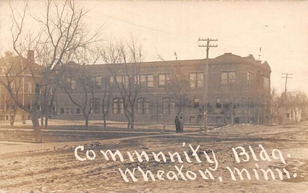 Wheaton Minnesota Community Building Real Photo Vintage Postcard AA93476