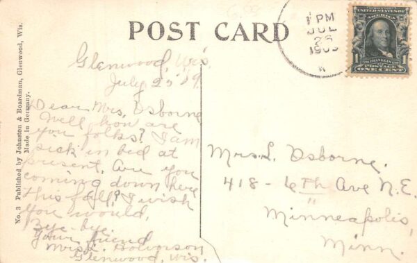 Glenwood Wisconsin Birds Eye View Vintage Postcard AA93507 - Image 2