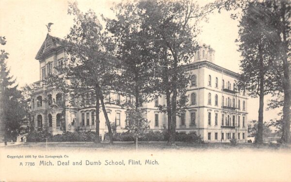 Flint Michigan Deaf & Dumb School, Rotograph Co., Vintage Postcard U22175