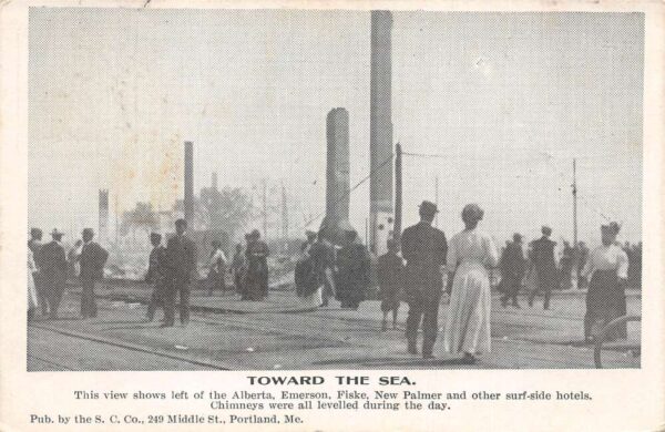 Old Orchard Beach Maine Hotels Ruins Fire Disaster Vintage Postcard AA93993