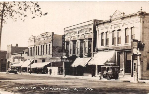Estherville Iowa 6th St Grand Theatre Piano Popcorn Wagon Real Photo PC AA94602