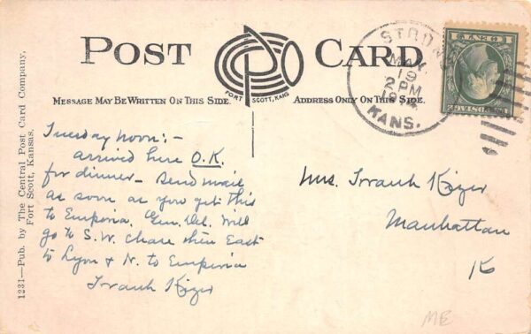 Strong City Kansas Horse Trolley Car Vintage Postcard AA95472 - Image 2