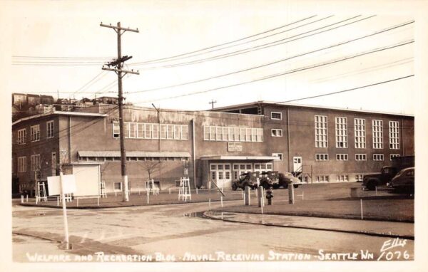Seattle Washington Naval Receiving Station Rec Bldg Real Photo PC AA95778