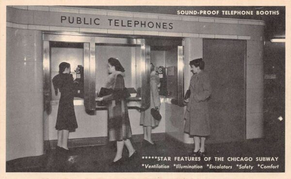 Chicago Illinois Subway Ladies in Telephone Booths Vintage Postcard AA95968