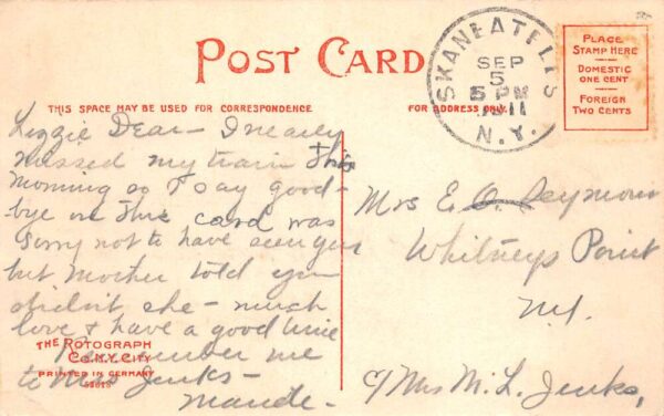 Skeneateles New York East Genesee Street Vintage Postcard AA96003 - Image 2