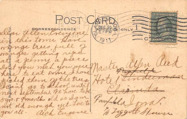 Modesto California Christmas Greetings Orange Trees Vintage Postcard AA96042 - Image 2