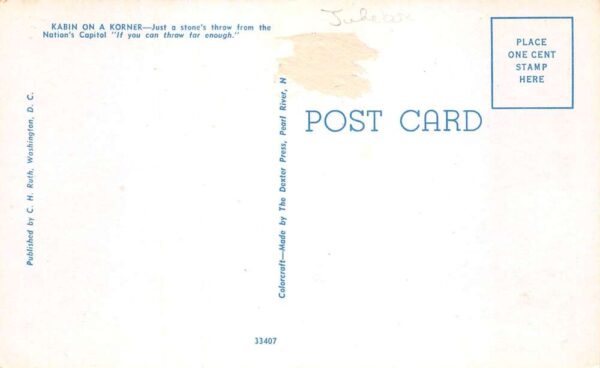 Bryans Road Maryland Kabin on a Korner Jukebox Washington DC Postcard AA96132 - Image 2