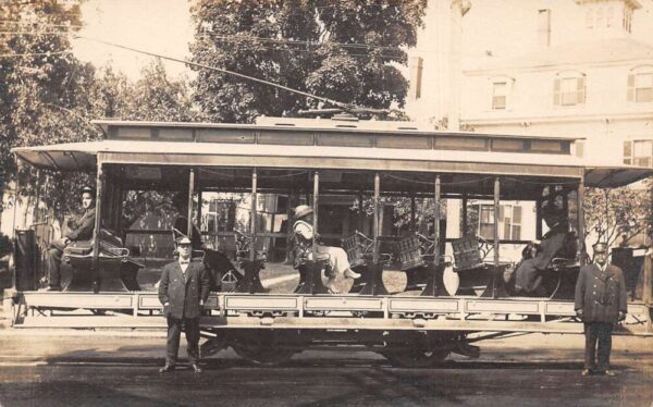 Vermont ? Open Trolley Street Car and Motormen Real Photo Postcard AA96182