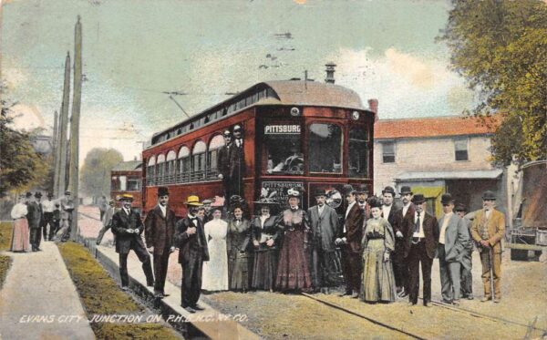 Evans City Pennsylvania PHBNC Railway Co Trolley Car Vintage Postcard AA96211