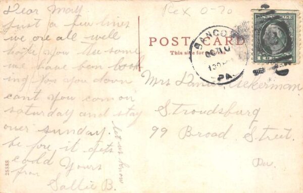 Bangor Pennsylvania Hotel Broadway Trolley Car Vintage Postcard AA96213 - Image 2