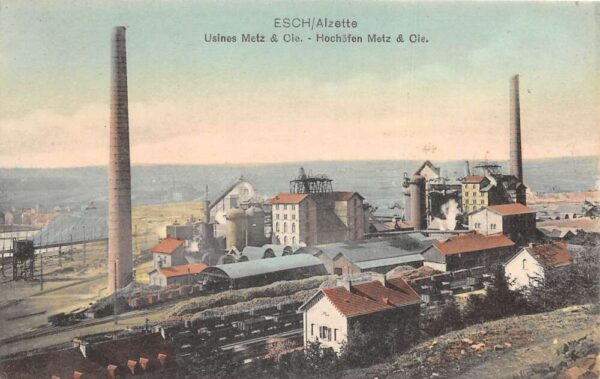 Esch sur Alzette Luxembourg Usines Metz Co Hochofen Factory Postcard AA96597