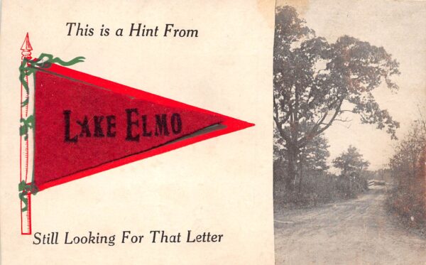 Lake Elmo Minnesota Felt Pennant From Lake Elmo, Vintage Postcard U21665