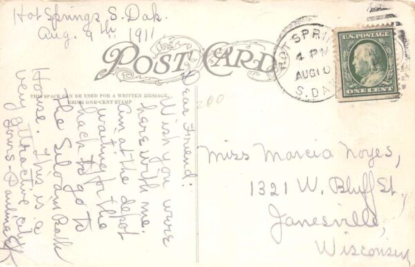 Hot Springs South Dakota Battle Mountain Sanitarium Courtyard Postcard AA92923 - Image 2