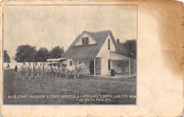 Lake City Minnesota Camp Lakeview Scenes, Hospital & Ambo .Corps., PC U21642