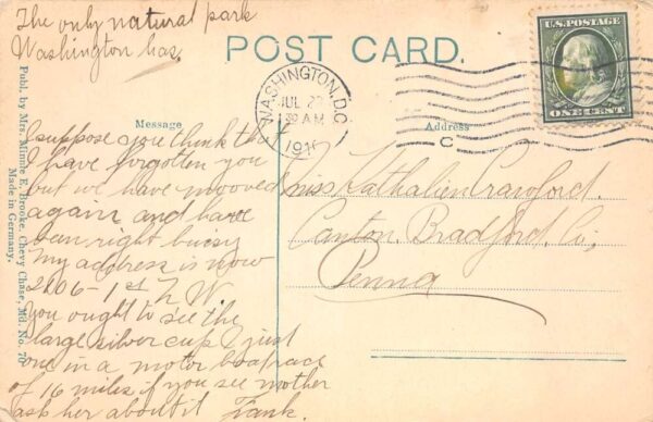 Washington DC Rock Creek Park Winter Scenic View Vintage Postcard AA93009 - Image 2