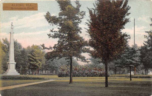 Aledo Illinois Monument Park Scenic View Vintage Postcard AA93237
