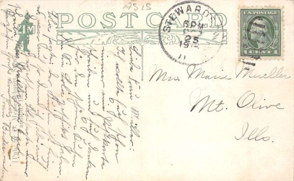 Stewardson Illinois German Lutheran Church and School Vintage Postcard AA93239 - Image 2