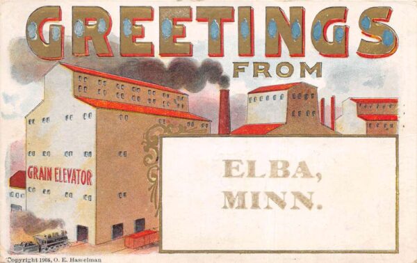 Elba Minnesota Greetings Grain Elevator Vintage Postcard AA93265