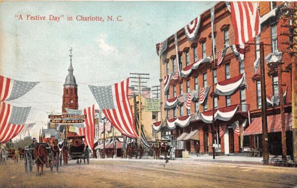 Charlotte North Carolina May Celebration Patriotic USA French Flags PC AA94253