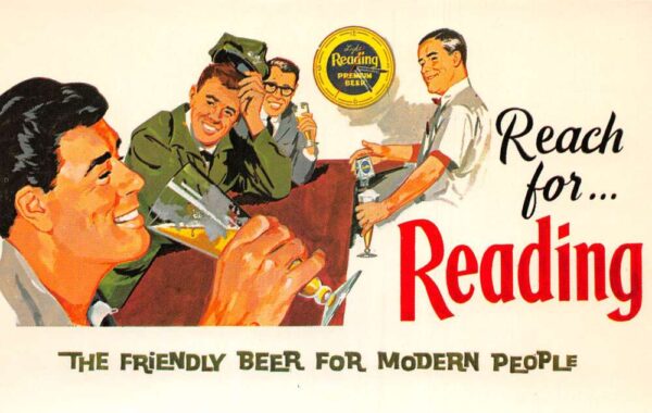 Reading Beer Alcohol Ad Drinking in Bar Vintage Postcard AA94386
