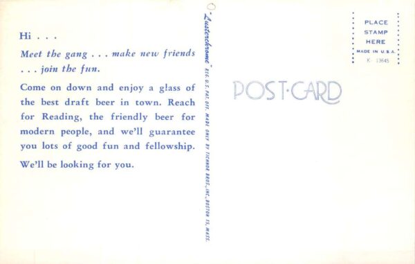 Reading Beer Alcohol Ad Drinking in Bar Vintage Postcard AA94386 - Image 2