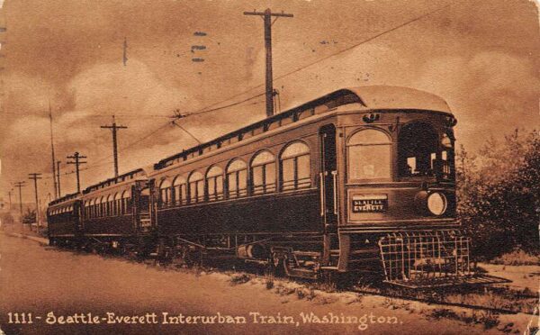 Seattle Washington Everett Interurban Train Trolley Vintage Postcard AA95082