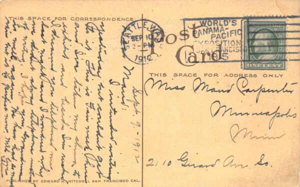 Seattle Washington Everett Interurban Train Trolley Vintage Postcard AA95082 - Image 2
