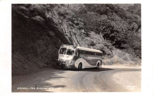 Carmel California San Simeon Highway Bus Real Photo Vintage Postcard AA95096