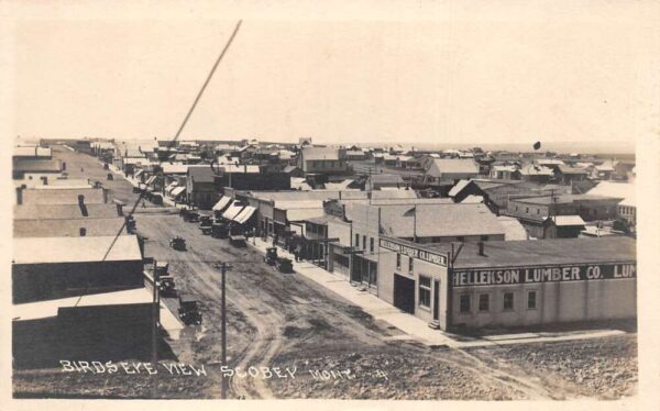 Scobey Montana Birds Eye View Hellekson Lumber Co Real Photo Postcard AA95207