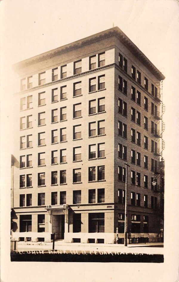 Cedar Rapids Iowa Security Bank Building Real Photo Vintage Postcard AA95289