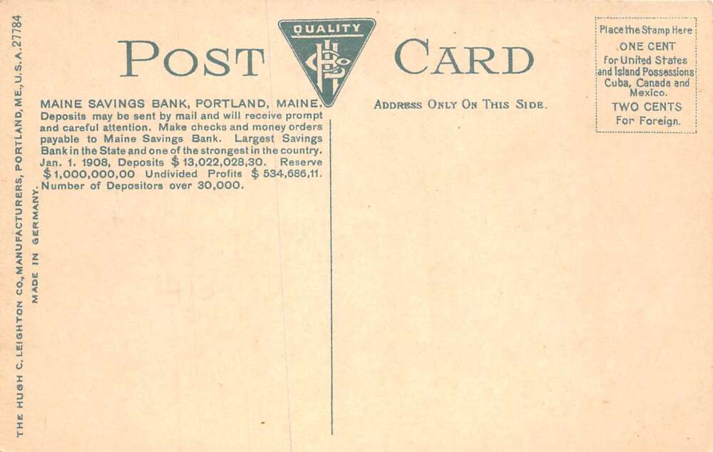 Portland Maine Savings Bank Doorway Entrance Vintage Postcard AA95317 - Image 2