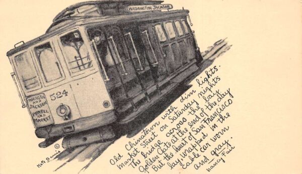 San Francisco California Washington Jackson Trolley Car Postcard AA95352